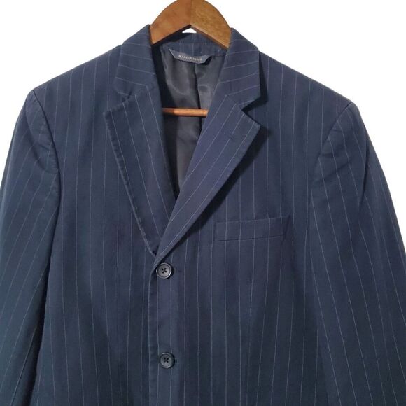 Banana Republic Linen Sport Coat Jacket Blazer 40S Blue 3 Button Pinstripe VTG - Picture 2 of 11
